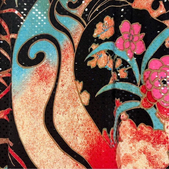 Rampage 90s Y2K Black and Multicolor Floral sequined Skirt size large - Picture 2 of 8